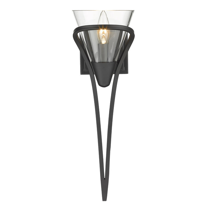 Golden 1648-1W BLK-CLR One Light Wall Sconce, Matte Black