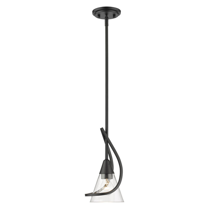 Golden 1648-M1L BLK-CLR One Light Mini Pendant, Matte Black