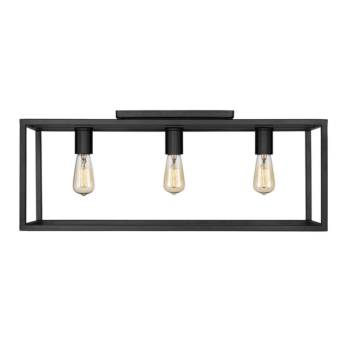 Golden 2072-FM26 BLK Three Light Flush Mount, Matte Black