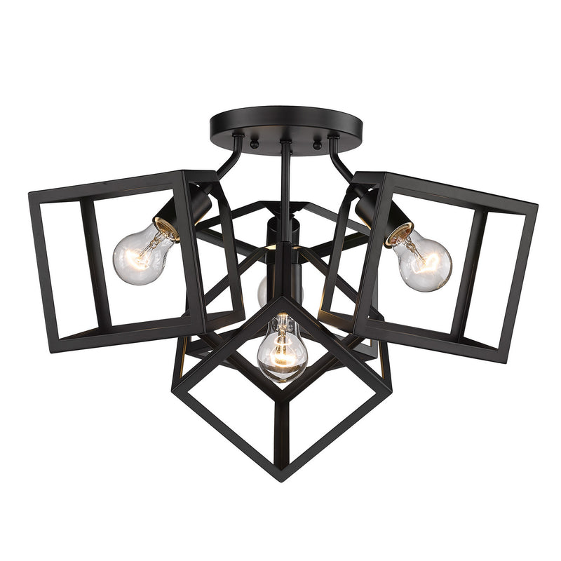 Golden 2086-4SF BLK Four Light Semi-Flush Mount, Matte Black