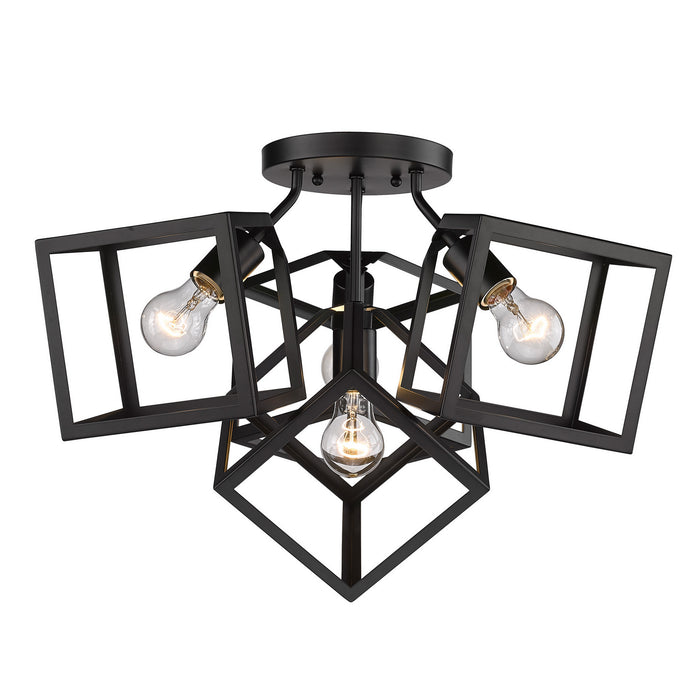 Golden 2086-4SF BLK Four Light Semi-Flush Mount, Matte Black
