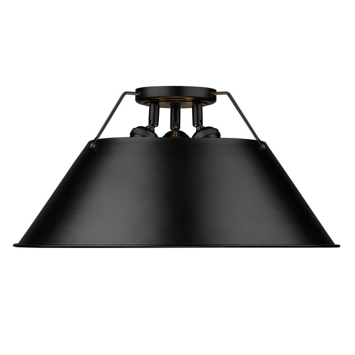 Golden 3306-3FM BLK-BLK Three Light Flush Mount, Matte Black