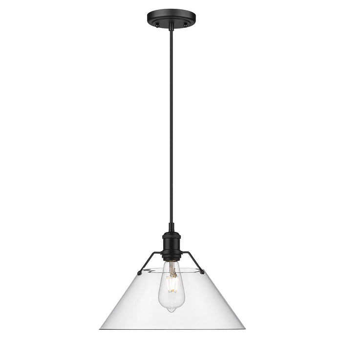 Golden 3306-L BLK-CLR One Light Pendant, Matte Black