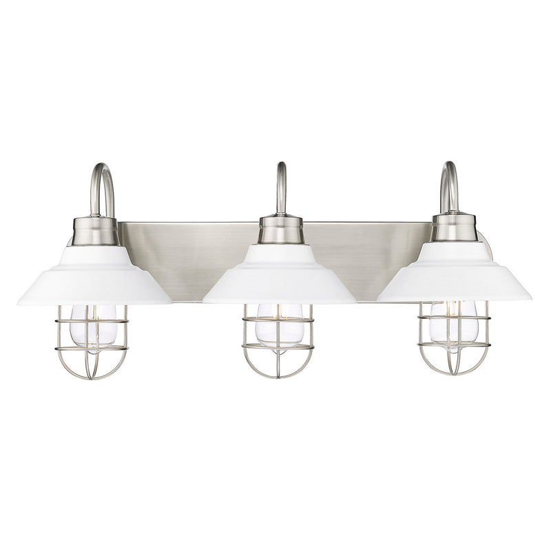Golden 3320-BA3 PW-WHT Three Light Bath Vanity, Pewter