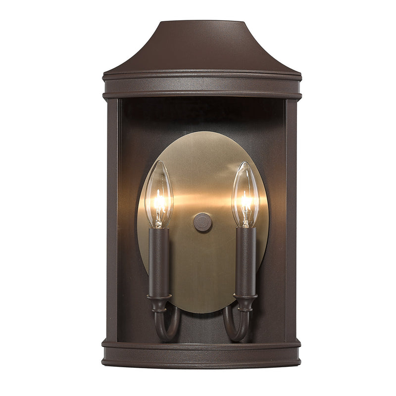 Golden 4308-OWM TBZ-BCB Two Light Outdoor Wall Sconce, Textured Bronze