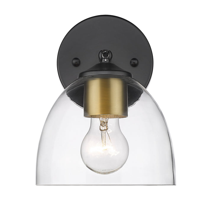 Golden 6958-1W BLK-BCB-CLR One Light Wall Sconce, Matte Black