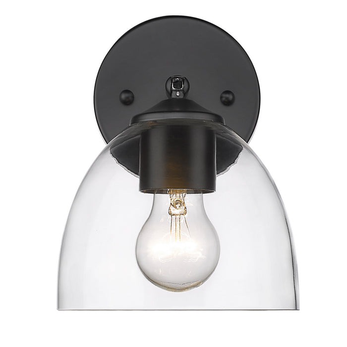 Golden 6958-1W BLK-BLK-CLR One Light Wall Sconce, Matte Black