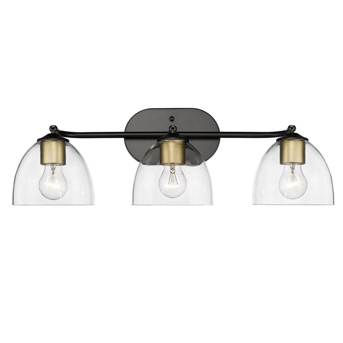 Golden 6958-3SF BLK-BCB-CLR Three Light Semi-Flush Mount, Matte Black