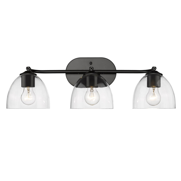 Golden 6958-3SF BLK-BLK-CLR Three Light Semi-Flush Mount, Matte Black