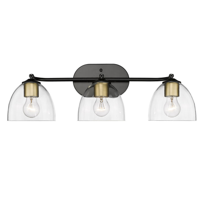 Golden 6958-BA3 BLK-BCB-CLR Three Light Bath Vanity, Matte Black