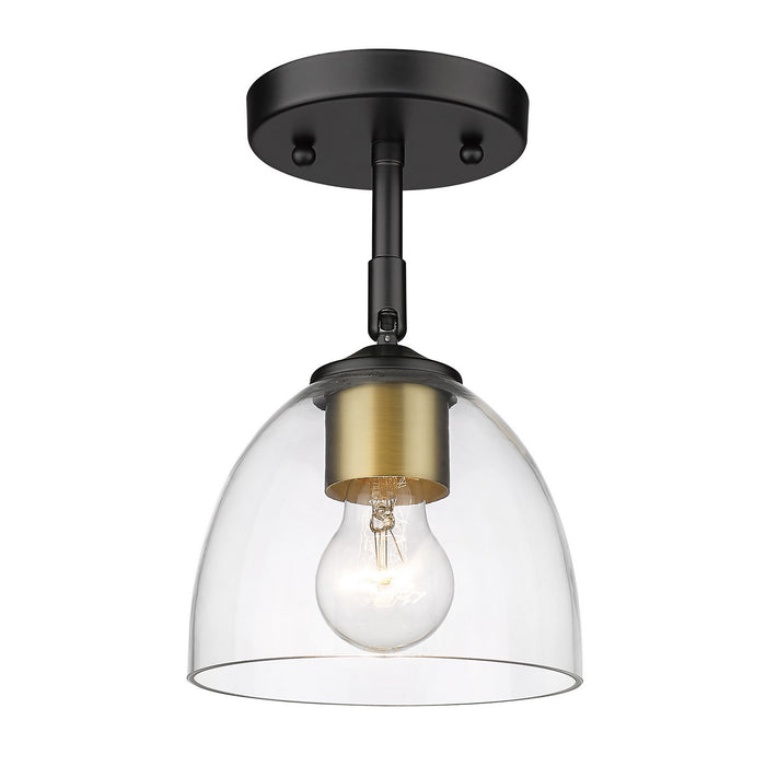 Golden 6958-SF BLK-BCB-CLR One Light Semi-Flush Mount, Matte Black