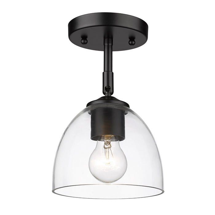 Golden 6958-SF BLK-BLK-CLR One Light Semi-Flush Mount, Matte Black