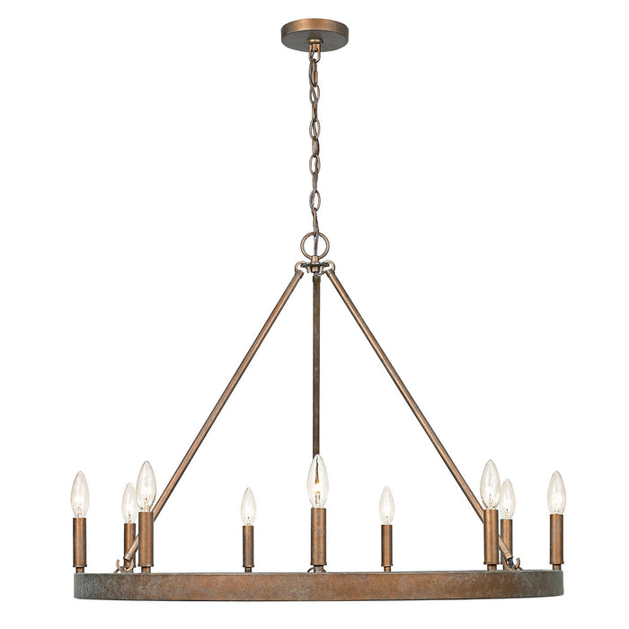 Golden 7412-9 CP Nine Light Chandelier, Copper Patina