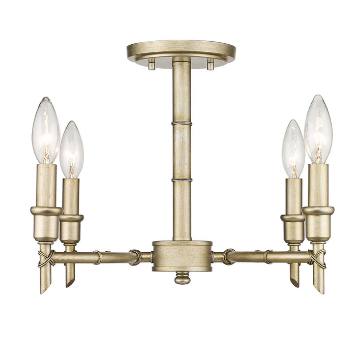 Golden 8207-SF WG Four Light Semi-Flush Mount, White Gold