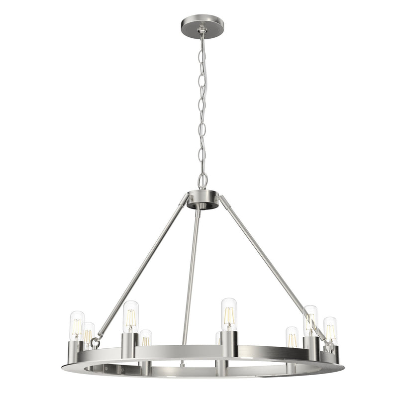 Hunter 19031 Nine Light Chandelier, Brushed Nickel