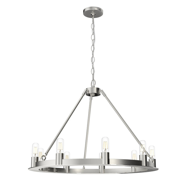 Hunter 19031 Nine Light Chandelier, Brushed Nickel