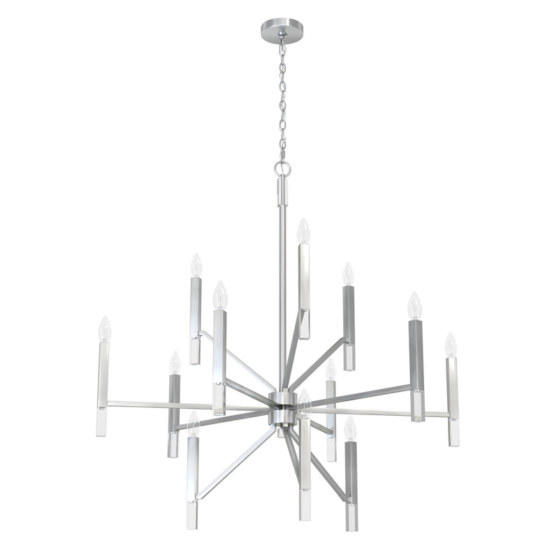 Hunter 19528 12 Light Chandelier, Brushed Nickel