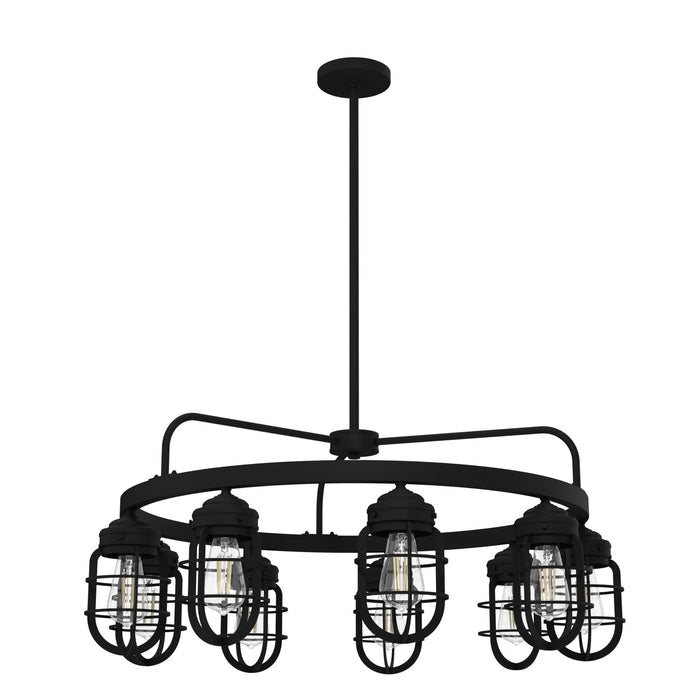 Hunter 19663 Nine Light Chandelier, Natural Black Iron