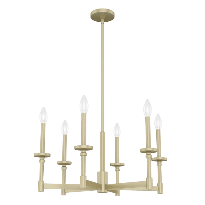 Hunter 19701 Six Light Chandelier, Modern Brass
