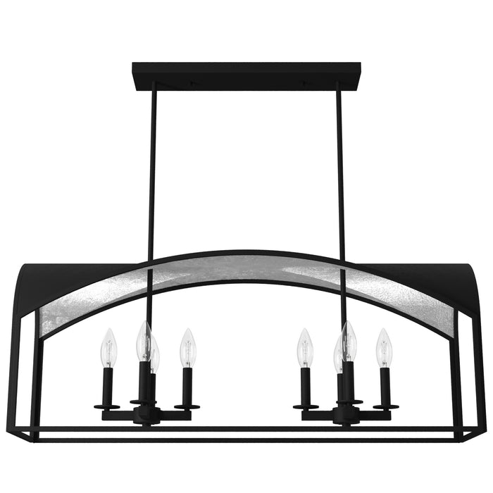 Hunter 19732 Eight Light Linear Chandelier, Natural Black Iron