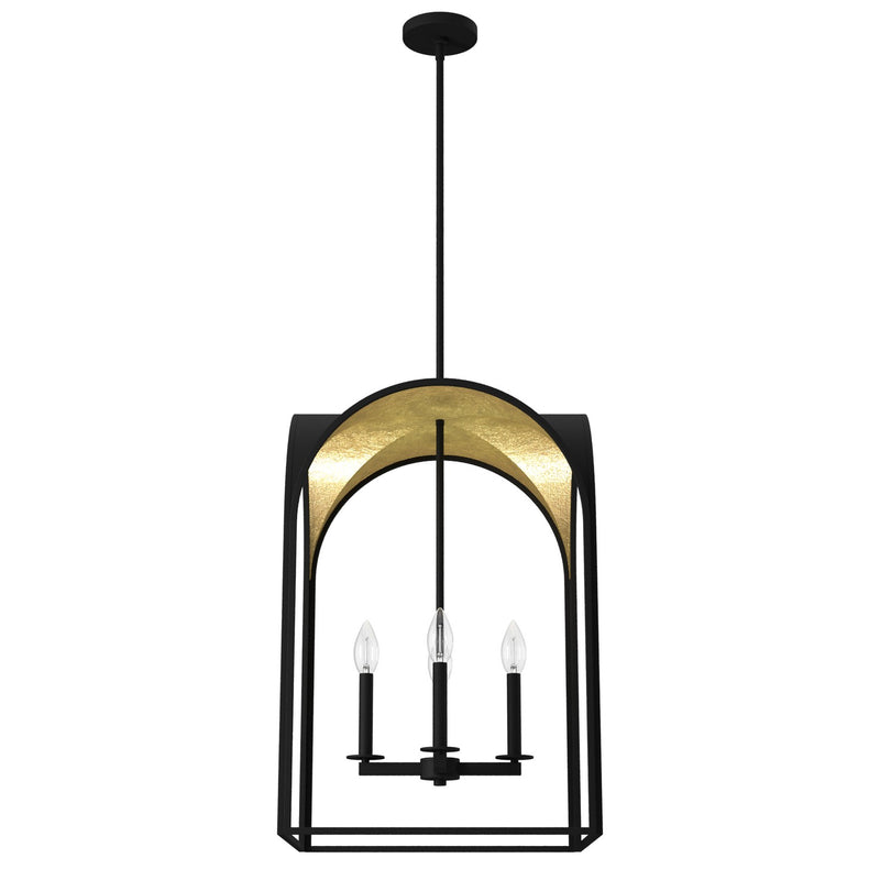 Hunter 19733 Four Light Pendant, Natural Black Iron