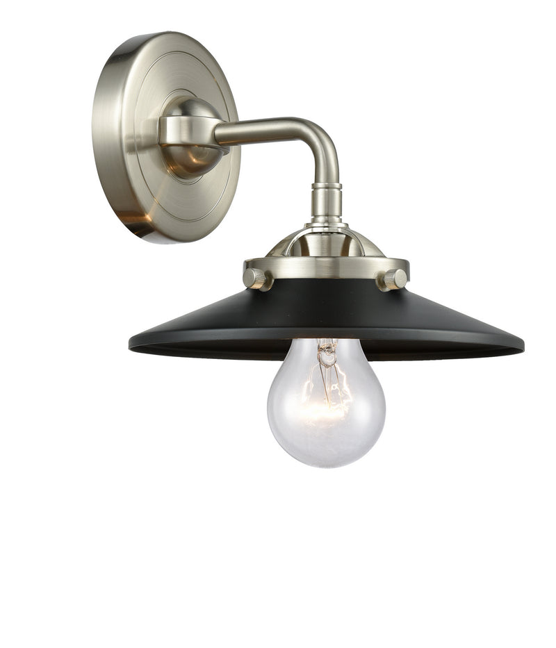Innovations 284-1W-SN-M6-BK One Light Wall Sconce, Brushed Satin Nickel