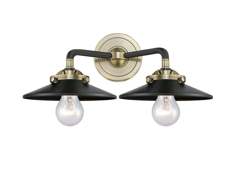 Innovations 284-2W-BAB-M6-BK Two Light Bath Vanity, Black Antique Brass