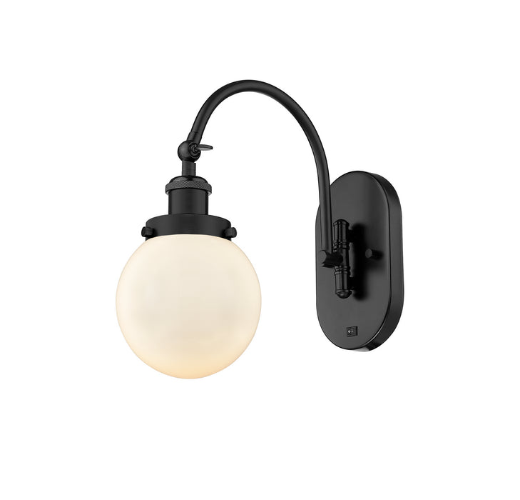 Innovations 918-1W-BK-G201-6 One Light Wall Sconce, Matte Black