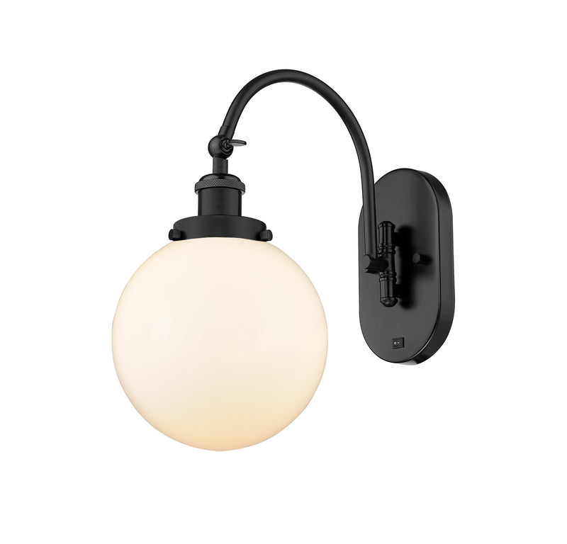 Innovations 918-1W-BK-G201-8 One Light Wall Sconce, Matte Black