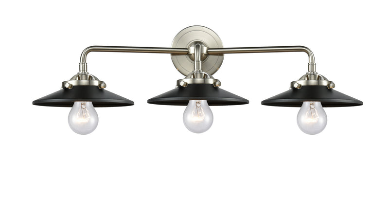 Innovations 284-3W-SN-M6-BK Three Light Bath Vanity, Brushed Satin Nickel