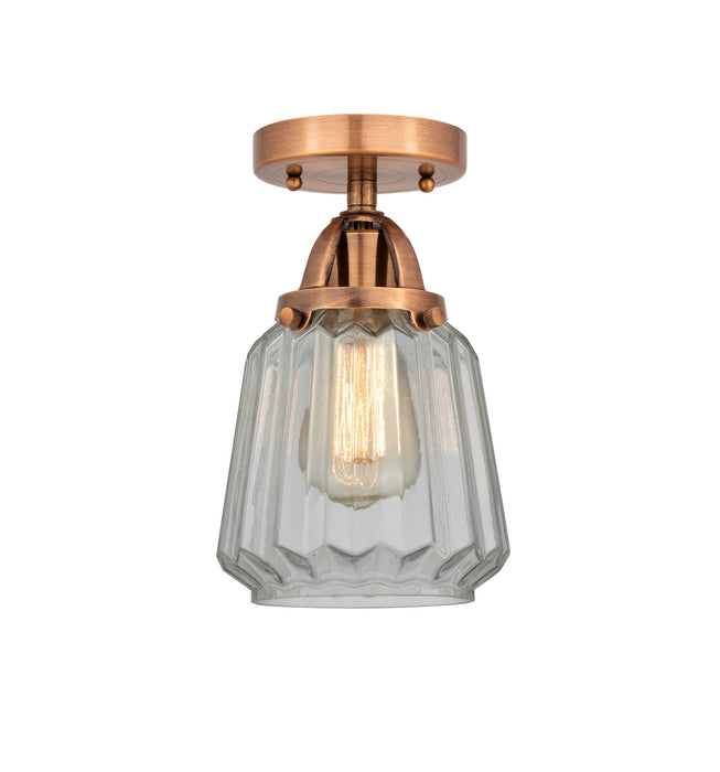 Innovations 288-1C-AC-G142 One Light Semi-Flush Mount, Antique Copper