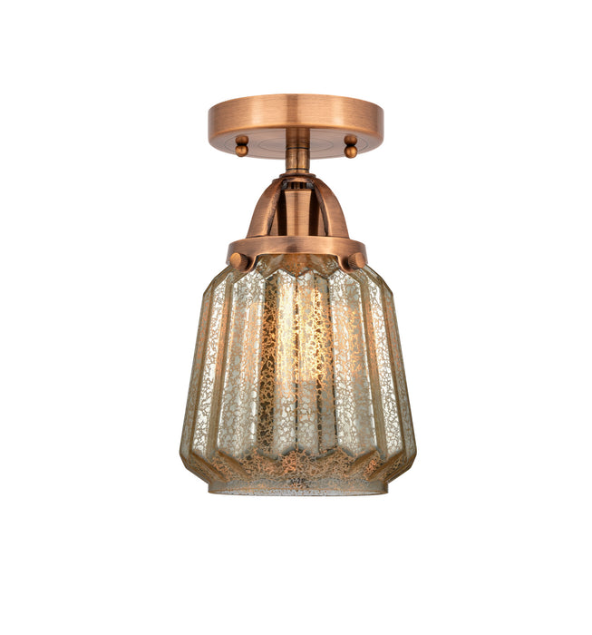 Innovations 288-1C-AC-G146 One Light Semi-Flush Mount, Antique Copper