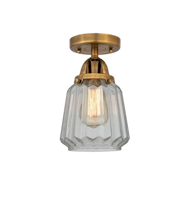 Innovations 288-1C-BB-G142 One Light Semi-Flush Mount, Brushed Brass