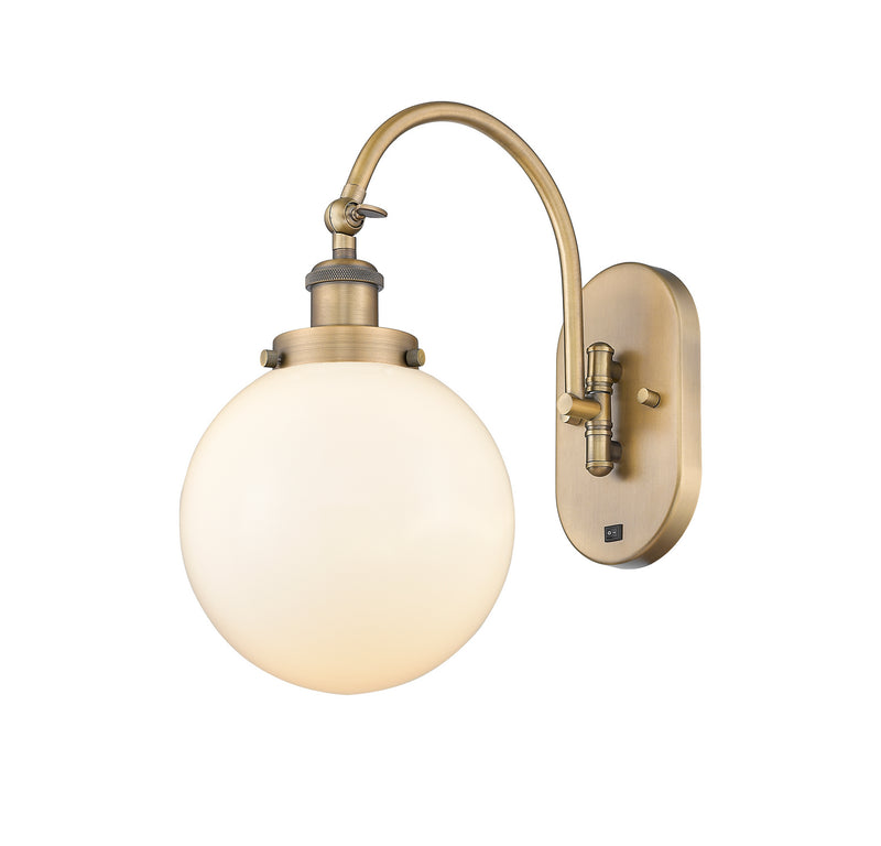 Innovations 918-1W-BB-G201-8 One Light Wall Sconce, Brushed Brass