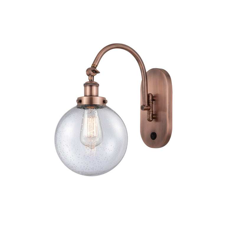 Innovations 918-1W-AC-G204-8 One Light Wall Sconce, Antique Copper