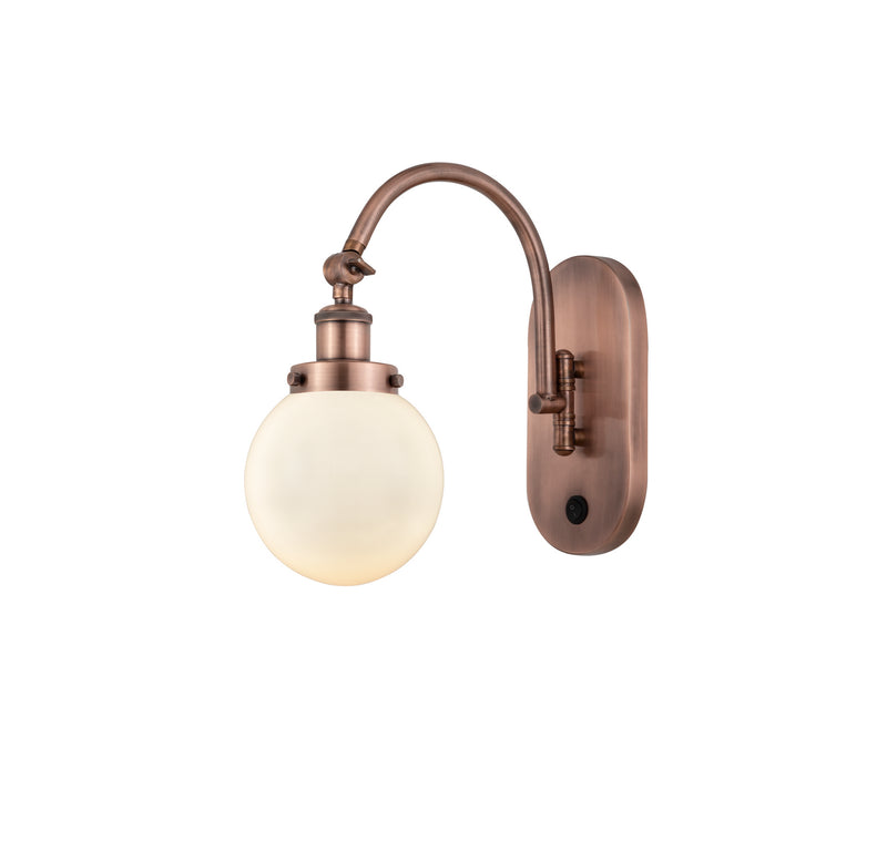 Innovations 918-1W-AC-G201-6 One Light Wall Sconce, Antique Copper