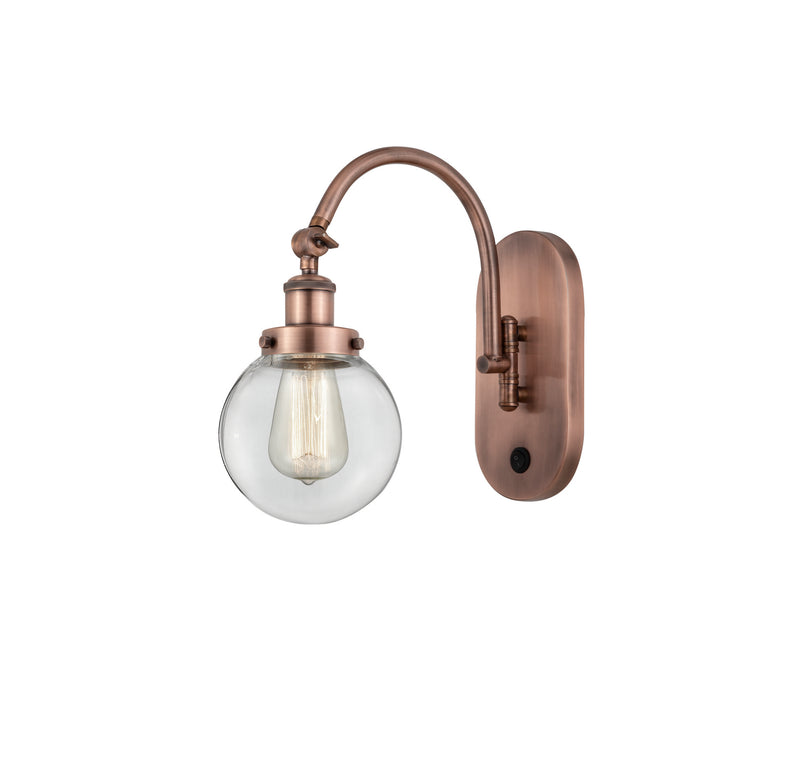 Innovations 918-1W-AC-G202-6 One Light Wall Sconce, Antique Copper