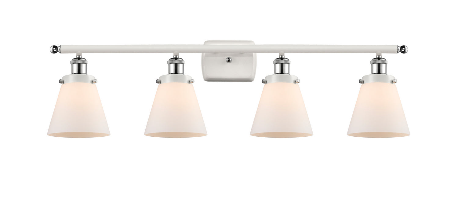 Innovations 916-4W-WPC-G61 Four Light Bath Vanity, White Polished Chrome