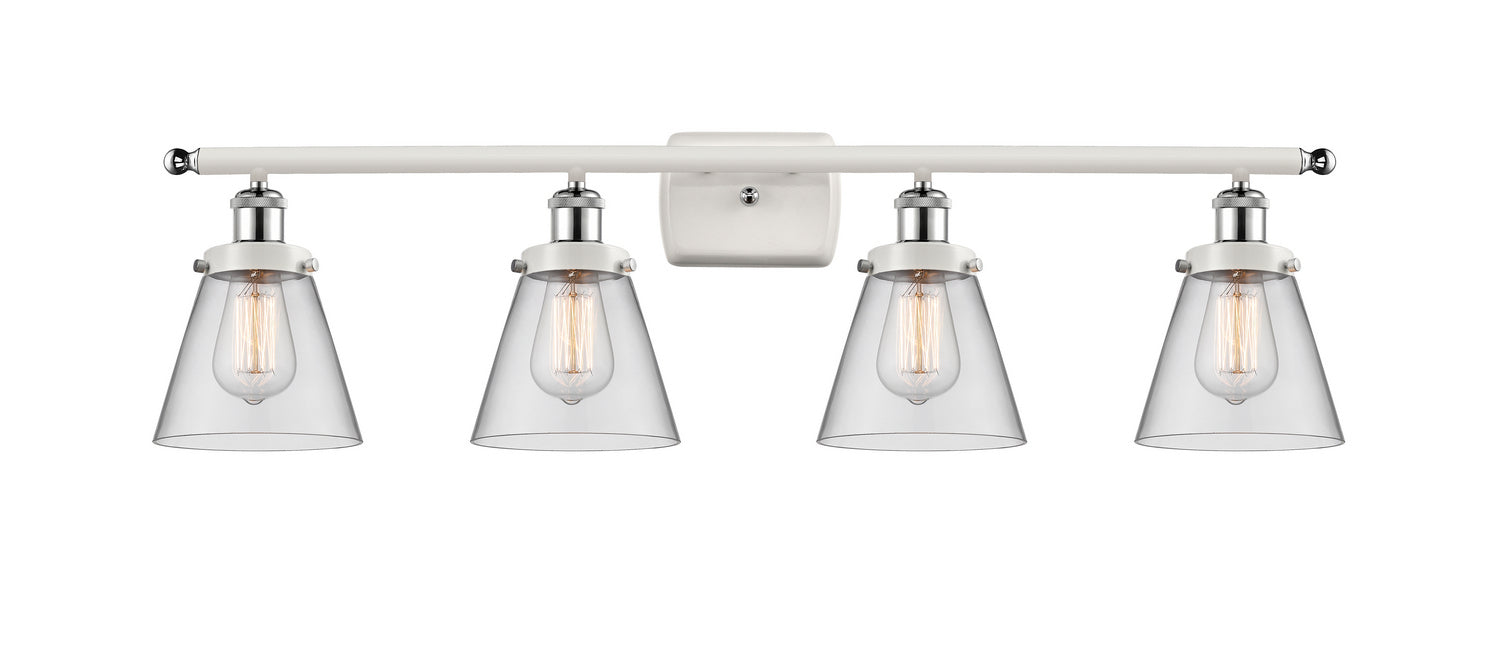 Innovations 916-4W-WPC-G62 Four Light Bath Vanity, White Polished Chrome