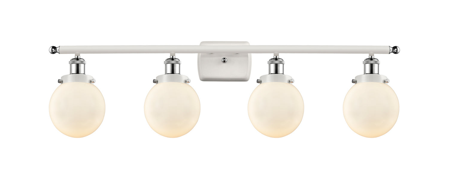 Innovations 916-4W-WPC-G201-6 Four Light Bath Vanity, White Polished Chrome