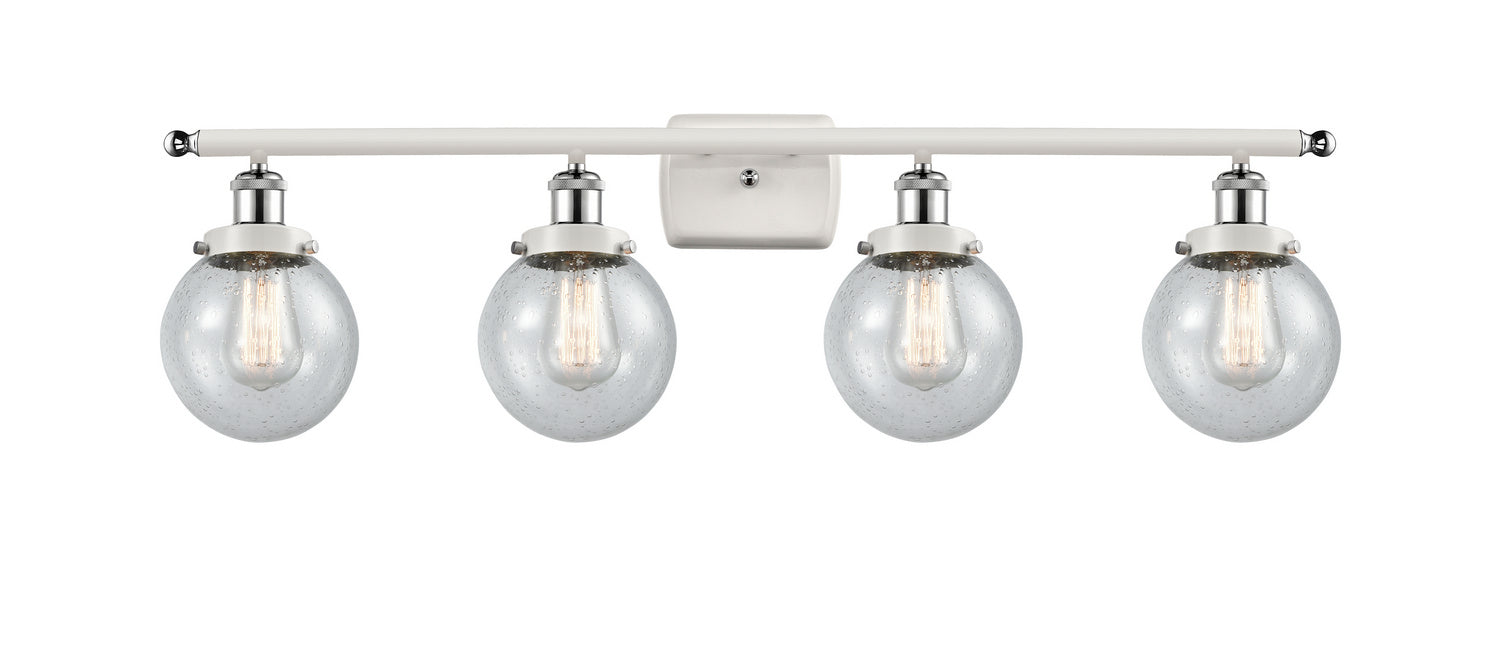 Innovations 916-4W-WPC-G204-6 Four Light Bath Vanity, White Polished Chrome
