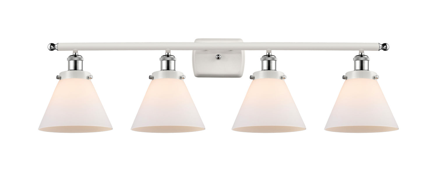 Innovations 916-4W-WPC-G41 Four Light Bath Vanity, White Polished Chrome