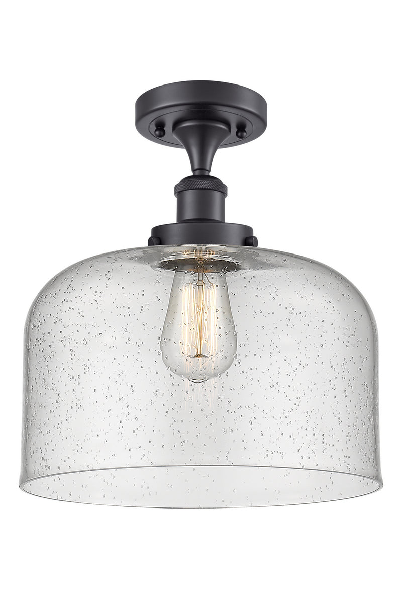 Innovations 916-1C-BK-G74-L One Light Semi-Flush Mount, Matte Black