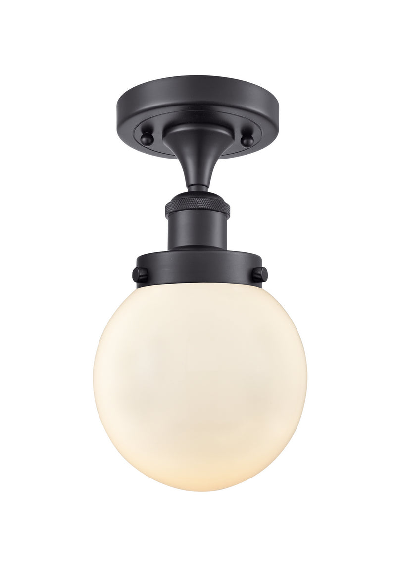 Innovations 916-1C-BK-G201-6 One Light Semi-Flush Mount, Matte Black