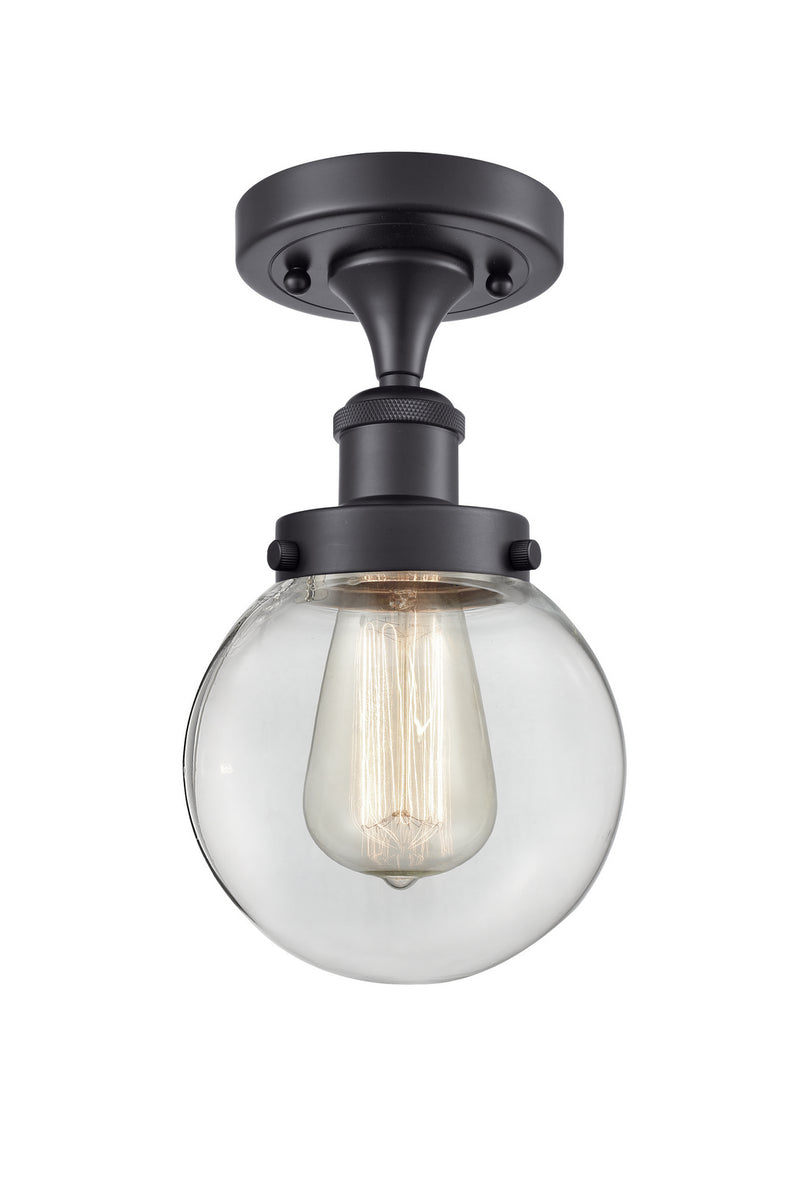 Innovations 916-1C-BK-G202-6 One Light Semi-Flush Mount, Matte Black