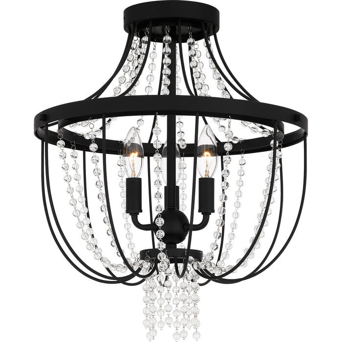 Quoizel ADL1716MBK Three Light Semi Flush Mount, Matte Black