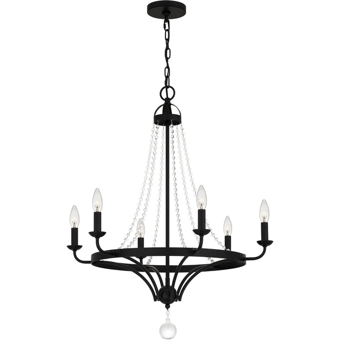 Quoizel ADL5026MBK Six Light Chandelier, Matte Black