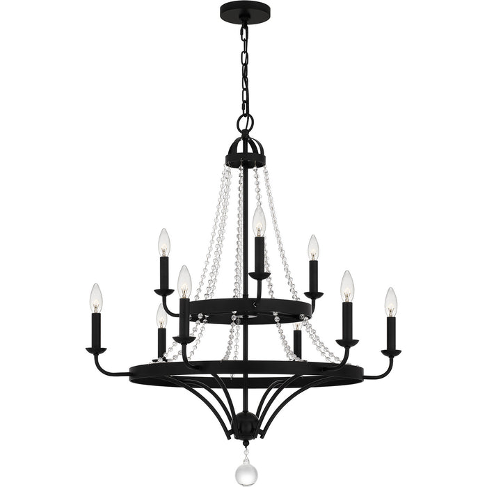 Quoizel ADL5030MBK Nine Light Chandelier, Matte Black