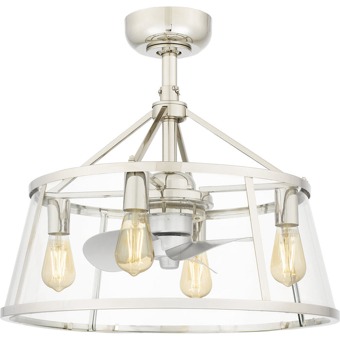 Quoizel BAW3122PK Four Light Fandelier, Polished Nickel