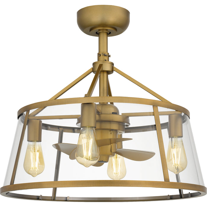 Quoizel BAW3122WS Four Light Fandelier, Weathered Brass